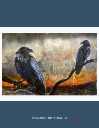 Huginn und Muninn - 2024 - Öl auf Papier - A2
