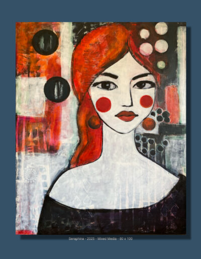 Seraphina, mutige Schönheit, Öl/Mixed Media auf Leinwand, 80 x 100 cm, 2025 Angelika Neumann