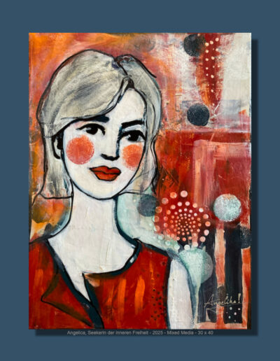 Angelica, Seekerin der inneren Freiheit, Öl/Mixed Media auf Leinwand, 30 x 40 cm, 2025 Angelika Neumann