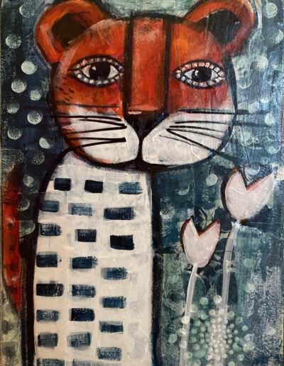 Luna, the Elegant Leopardess, Oil/Mixed Media on Canvas, 40 x 30 cm, 2025, Angelika Neumann